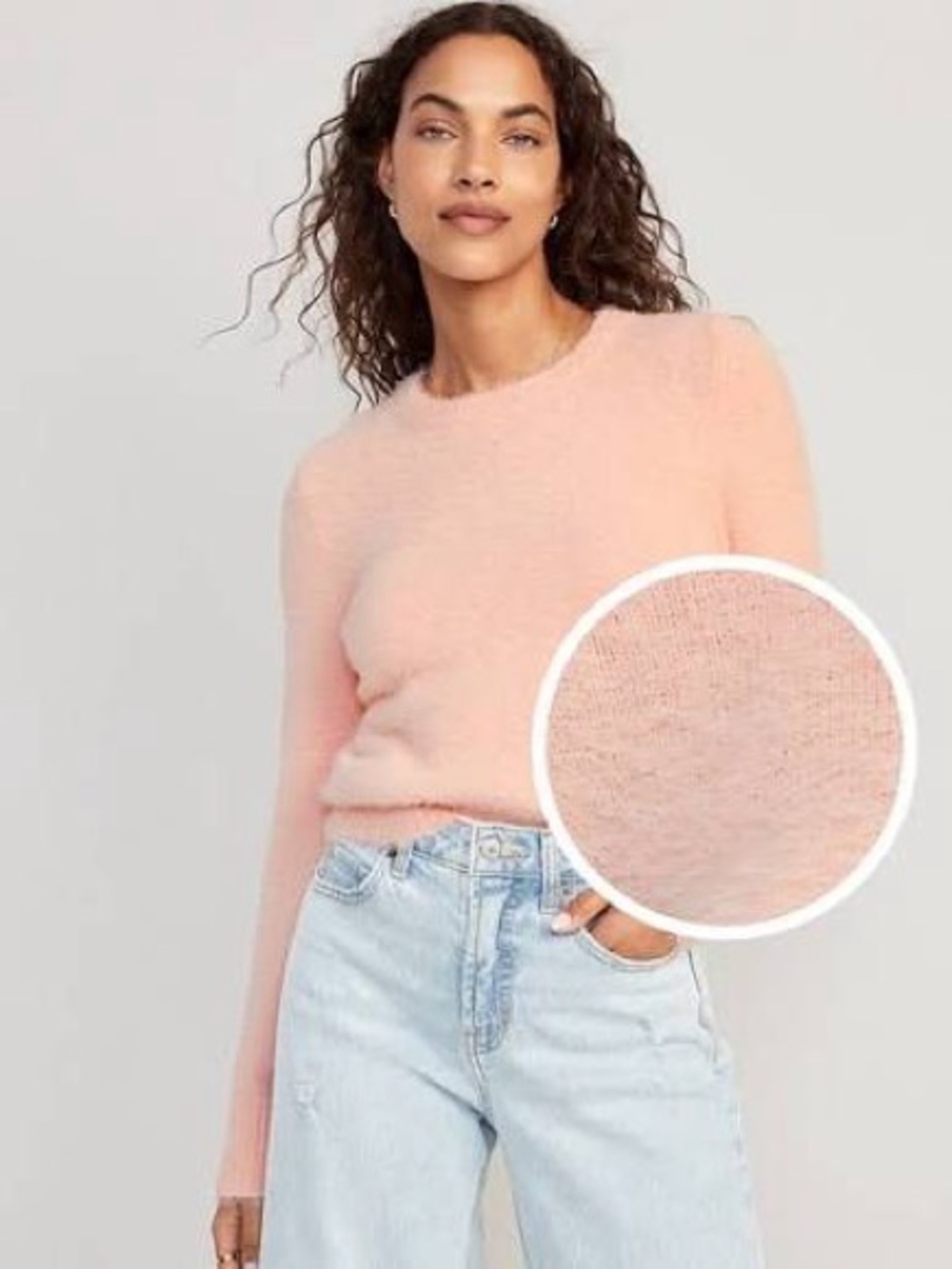 Old Navy Women's Crewneck Sweater in Soft Peach